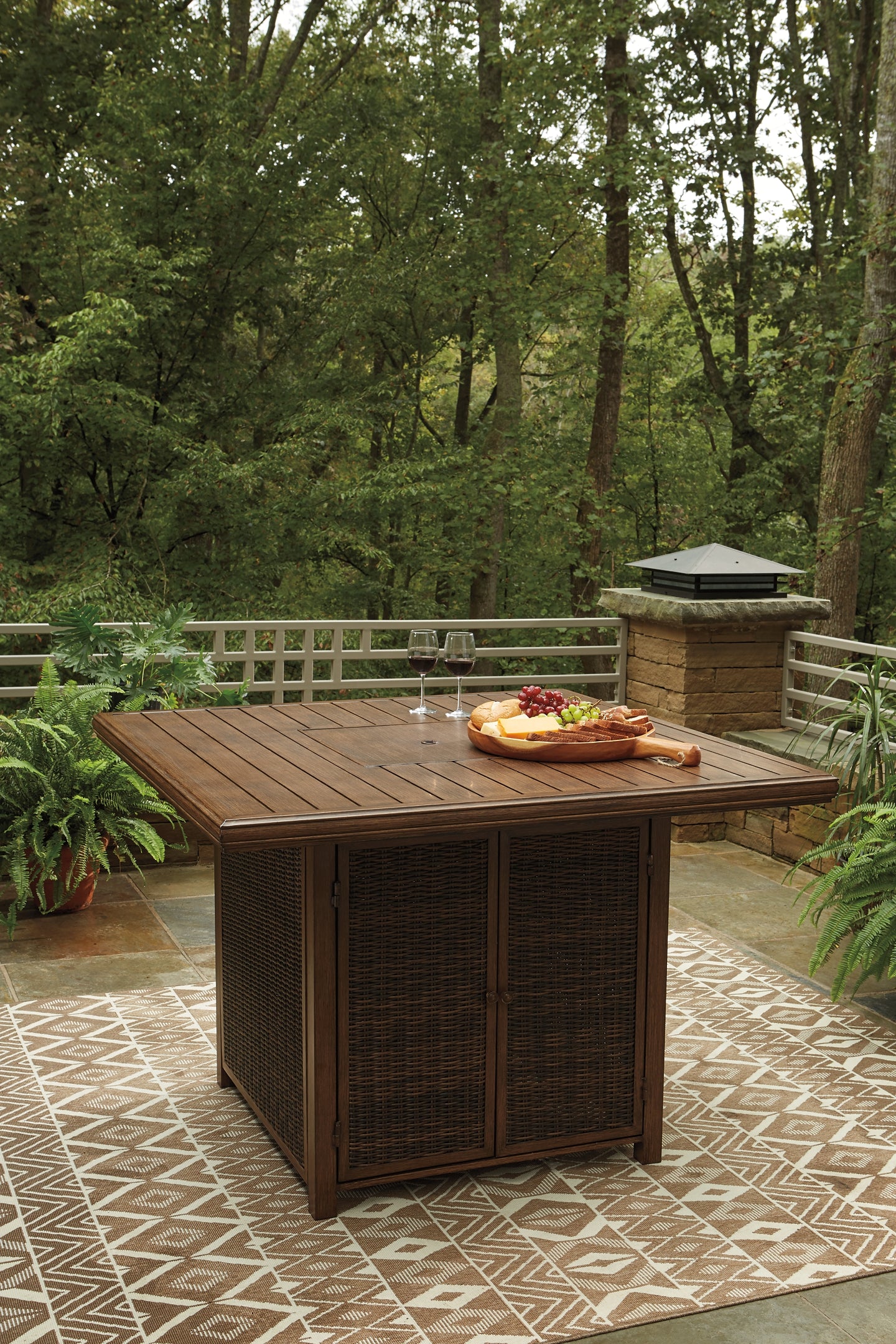 Paradise Trail Square Bar Table w/Fire Pit