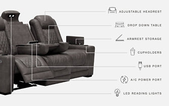 HyllMont PWR REC Sofa with ADJ Headrest