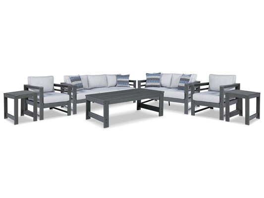 Amora Outdoor Sofa, Loveseat and 2 Lounge Chairs with Coffee Table and 2 End Tables