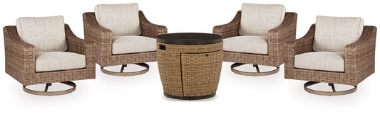 Malayah Outdoor Fire Pit Table and 4 Chairs