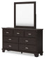 Covetown California King Panel Bed with Mirrored Dresser