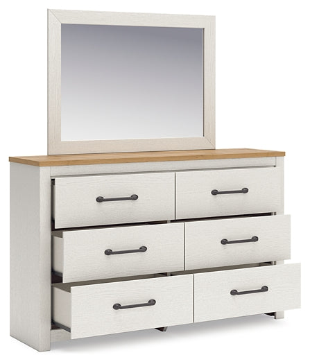 Linnocreek Twin Panel Bed with Mirrored Dresser