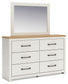 Linnocreek Twin Panel Bed with Mirrored Dresser, Chest and Nightstand