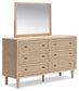 Cielden Queen Panel Headboard with Mirrored Dresser and 2 Nightstands