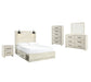 Cambeck  Panel Bed With 2 Storage Drawers With Mirrored Dresser, Chest And Nightstand