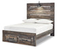 Drystan Full Panel Bed with 2 Storage Drawers with Mirrored Dresser and 2 Nightstands