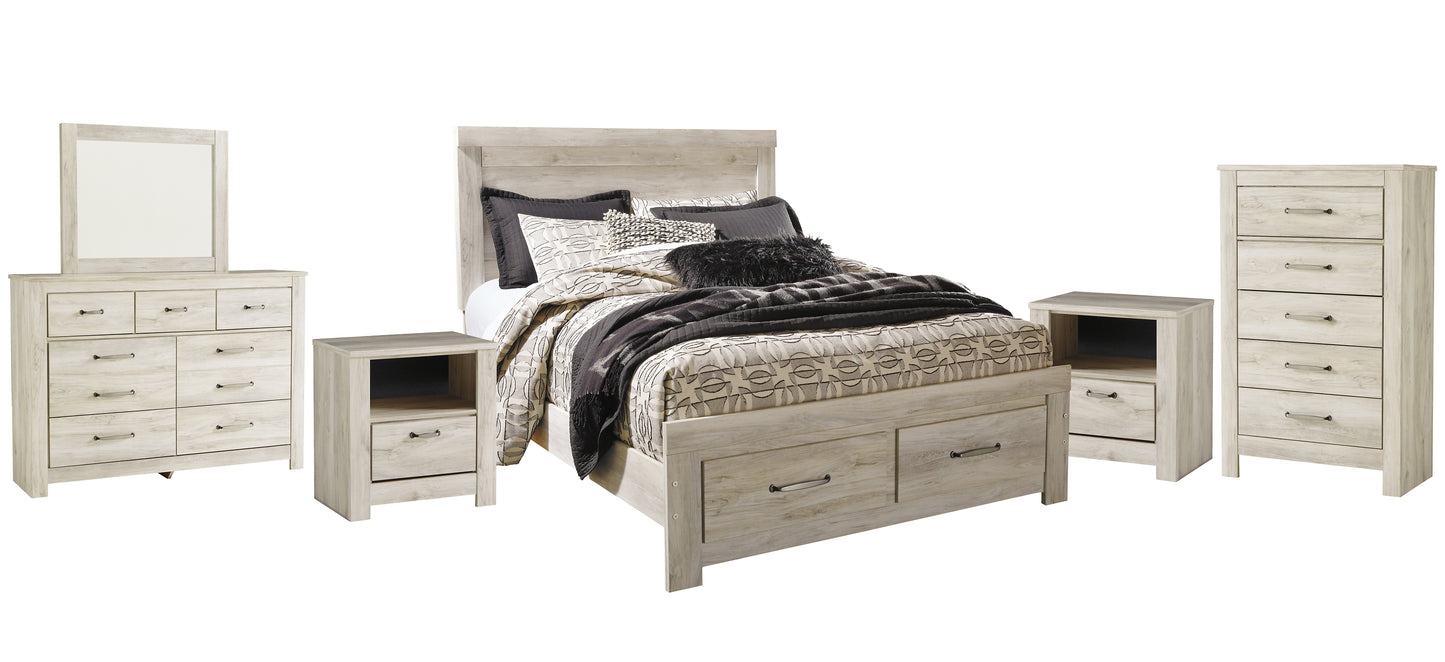 Bellaby  Platform Bed With 2 Storage Drawers With Mirrored Dresser, Chest And 2 Nightstands