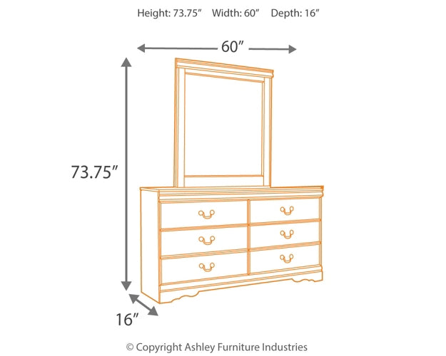 Huey Vineyard Twin Sleigh Headboard with Mirrored Dresser