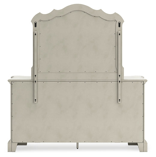 Arlendyne California King Upholstered Bed with Mirrored Dresser