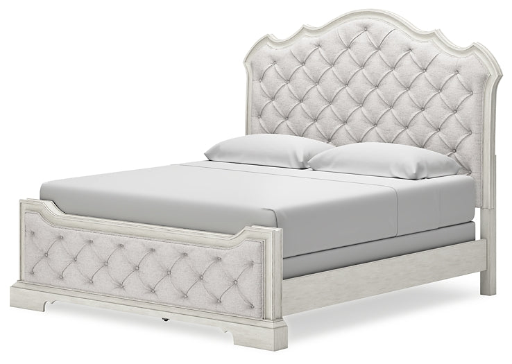 Arlendyne King Upholstered Bed with Mirrored Dresser and Chest